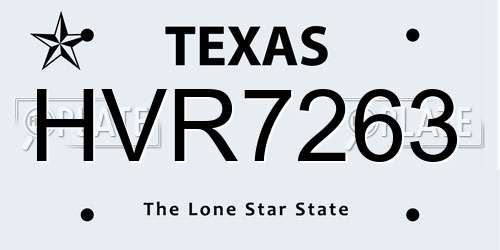 HVR7263 Texas License Plate