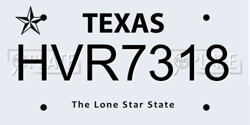 HVR7318 Texas License Plate