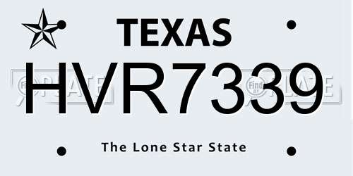 HVR7339 Texas License Plate