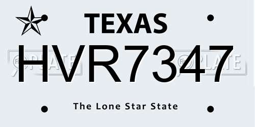 HVR7347 Texas License Plate