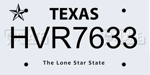 HVR7633 Texas License Plate