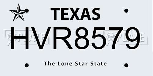 HVR8579 Texas License Plate