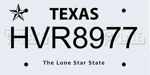 HVR8977 Texas License Plate