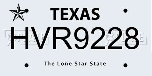 HVR9228 Texas License Plate