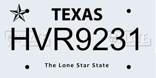 HVR9231 Texas License Plate