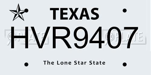 HVR9407 Texas License Plate