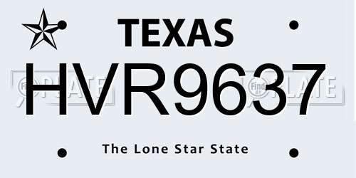 HVR9637 Texas License Plate
