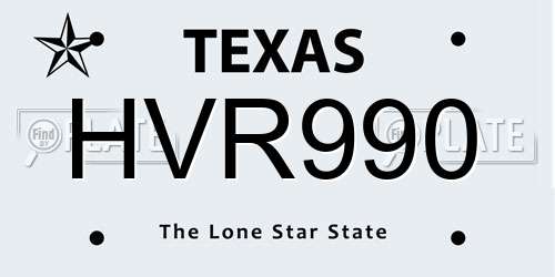 HVR990 Texas License Plate