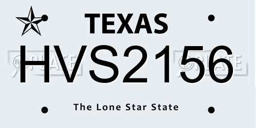 HVS2156 Texas License Plate