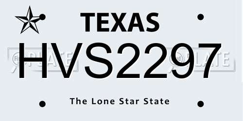 HVS2297 Texas License Plate