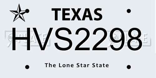 HVS2298 Texas License Plate