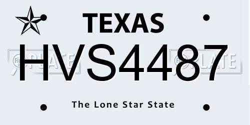 HVS4487 Texas License Plate