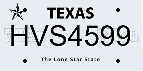 HVS4599 Texas License Plate