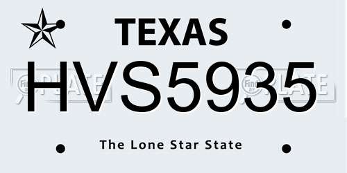 HVS5935 Texas License Plate