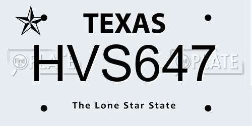 HVS647 Texas License Plate