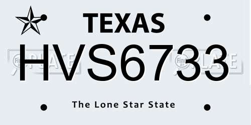 HVS6733 Texas License Plate