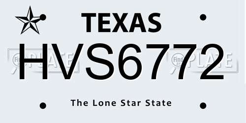 HVS6772 Texas License Plate