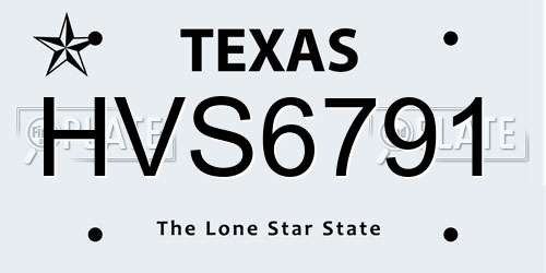 HVS6791 Texas License Plate