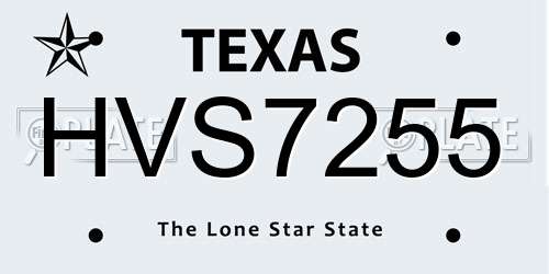 HVS7255 Texas License Plate