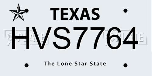 HVS7764 Texas License Plate