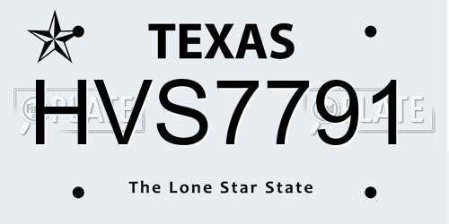 HVS7791 Texas License Plate