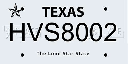 HVS8002 Texas License Plate