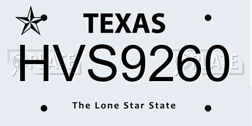 HVS9260 Texas License Plate