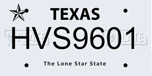 HVS9601 Texas License Plate