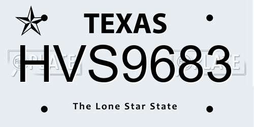 HVS9683 Texas License Plate