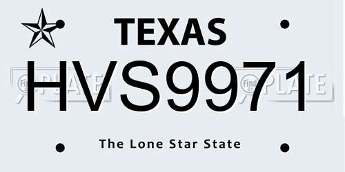HVS9971 Texas License Plate