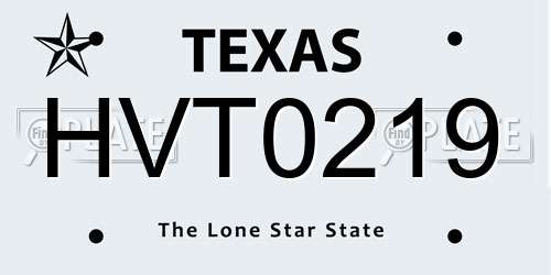 HVT0219 Texas License Plate
