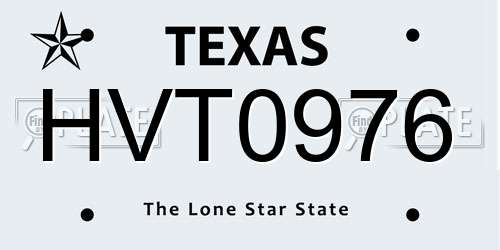 HVT0976 Texas License Plate