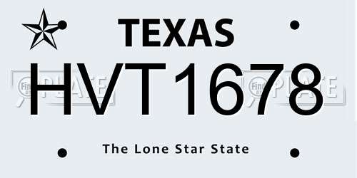 HVT1678 Texas License Plate