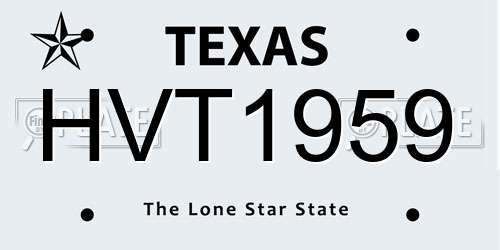 HVT1959 Texas License Plate