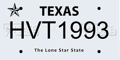 HVT1993 Texas License Plate