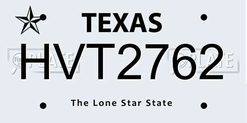 HVT2762 Texas License Plate