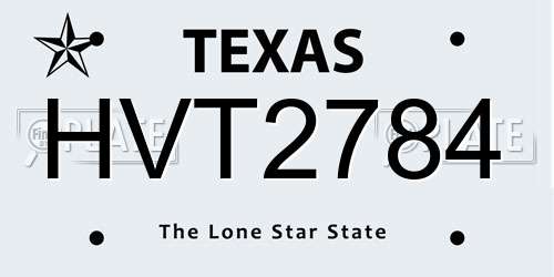 HVT2784 Texas License Plate