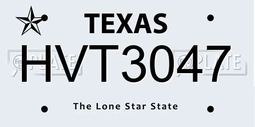 HVT3047 Texas License Plate