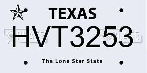 HVT3253 Texas License Plate
