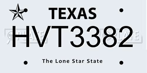 HVT3382 Texas License Plate