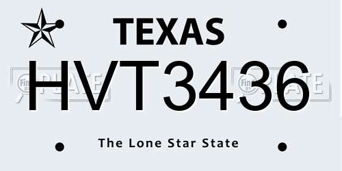 HVT3436 Texas License Plate