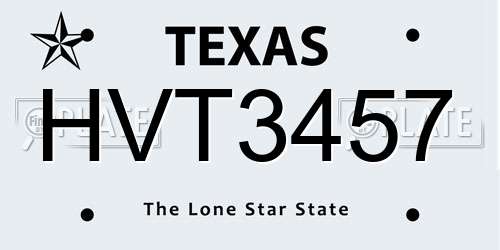 HVT3457 Texas License Plate