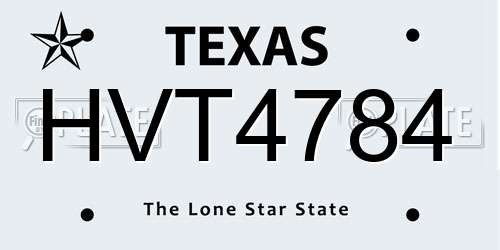 HVT4784 Texas License Plate