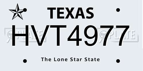 HVT4977 Texas License Plate