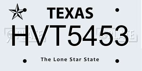 HVT5453 Texas License Plate