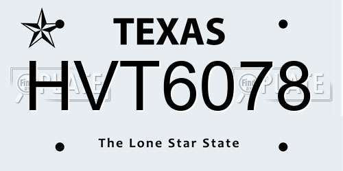 HVT6078 Texas License Plate