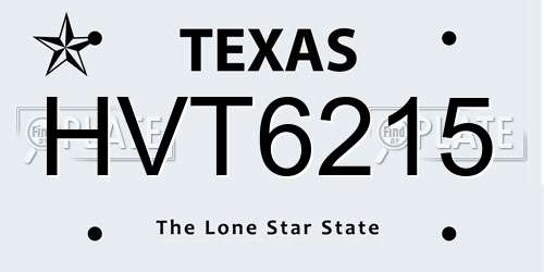 HVT6215 Texas License Plate