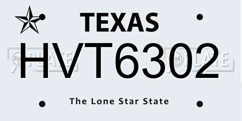 HVT6302 Texas License Plate