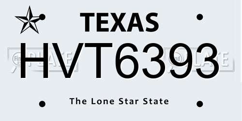HVT6393 Texas License Plate