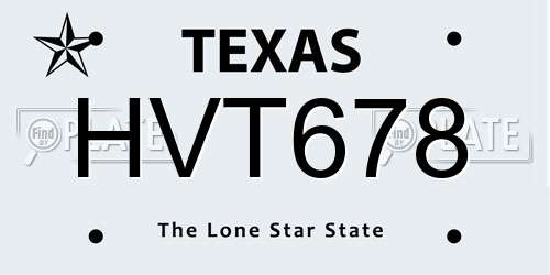 HVT678 Texas License Plate